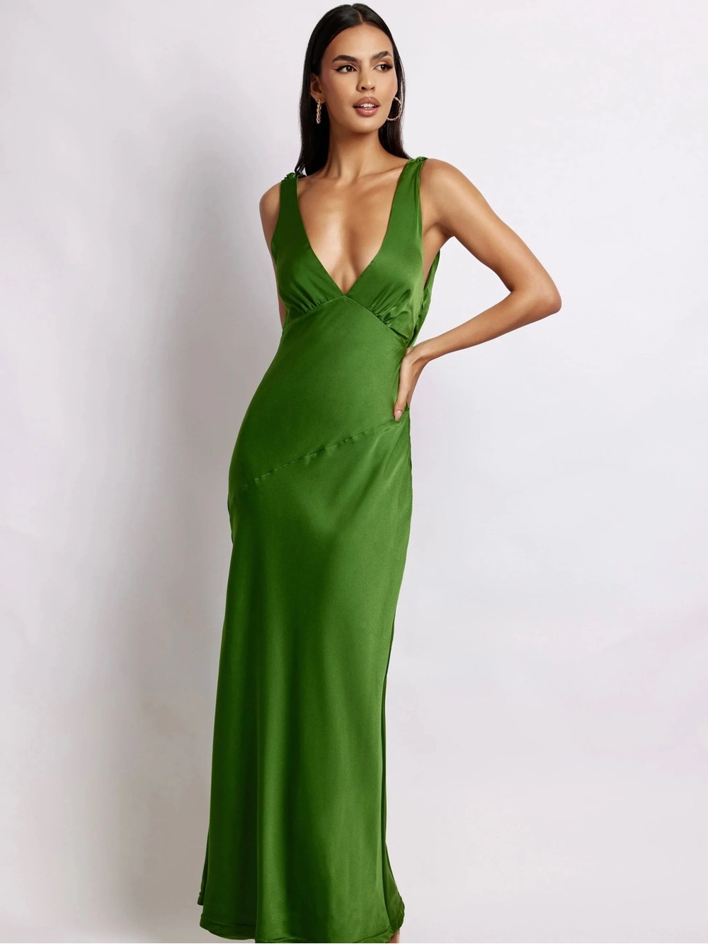 Meshki Nadia Emerald Green Satin Dress